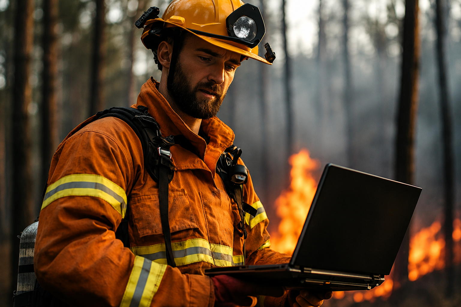Fire-safety professional responding at an industrial site